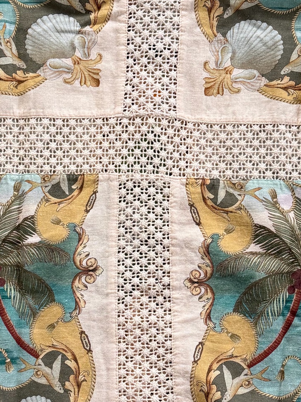 NWT FARM RIO Sand Royal Sea Crochet Shirt - Picture 6 of 14
